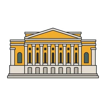Classical theater building with columns and pediment isolated on white back.. Ilustración de archivo