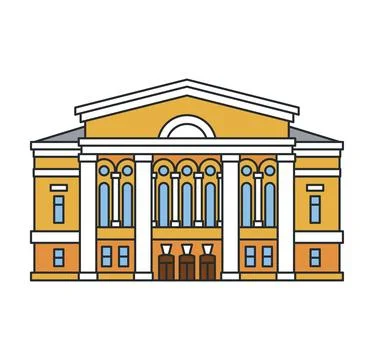 Classical theater building isolated on white background. Illustration. Hist.. Stock Illustration