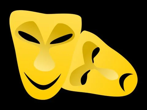Classical tragedy and comedy masks Stock Illustration