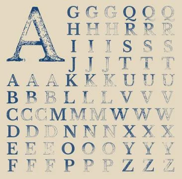 Classical Typografy Vector Grunge Characters Stock Illustration
