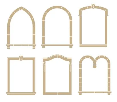 Classical vector window frame facade wall contour Stock Illustration