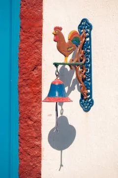 Classical view on the decoration and architecture of Oia village Santorini at Stock Photos