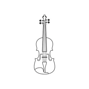 Classical violin black and white icon. Isolated Vector String ill. Stock Illustration