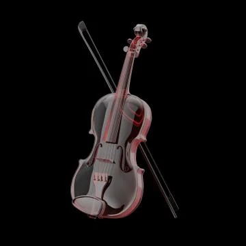 Classical  Violin of Glass with Bow. 3d Rendering Stock Illustration