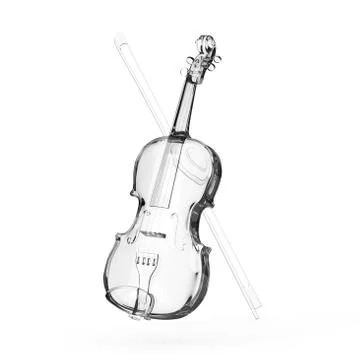 Classical  Violin of Glass with Bow. 3d Rendering Stock Illustration