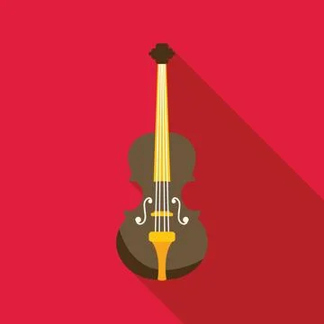 Classical violin string instrument on red background Illustrazione stock