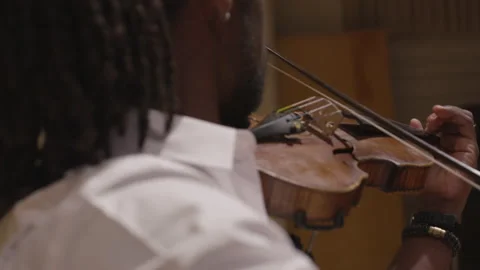 Classical Violinist Performs on Stage in a Concert Hall Stock Footage 208733661
