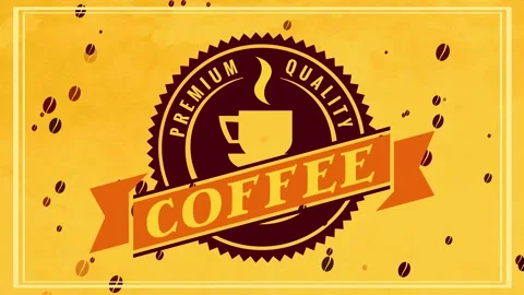 Classical warm ale coffee mark with 50s style curve symbol and antique writing Stock Footage 130928564