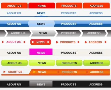 Classical Web Navigation Bar Set 스톡 일러스트
