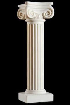 Classical white marble column isolated on black background Stock Photos