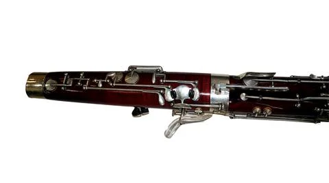 Classical wind instrument bassoon isolated against a plain background for m.. Foto stock