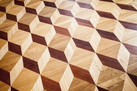 Classical wooden parquet pattern with cubes shape 스톡 사진