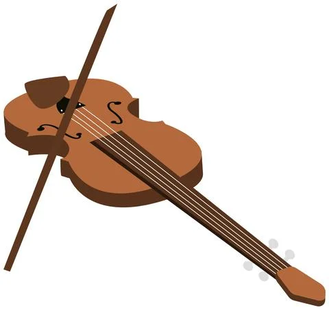 Classical wooden violin musical stringed instrument flat vector illustration on Illustrazione stock
