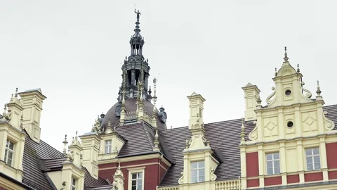 Classicist castle with yellow, red facade Vídeo Stock 92521513