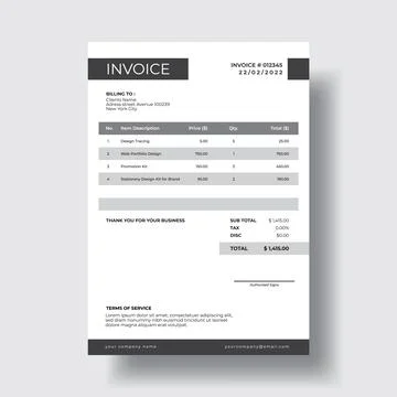 Classics monochrome invoice design template Stock Illustration