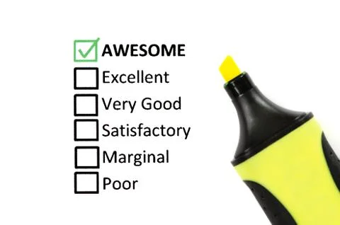 Classification concept as checklist and yellow marker. Stock Photos