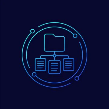 Classification icon, data management linear design Illustrazione stock