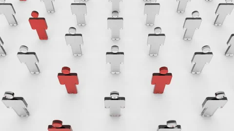 Classification. Of the many identical shapes, some are highlighted in red. The Stock Footage 128256217