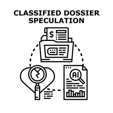 Classified data documents speculation analysis and risk Stock Illustration