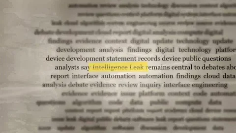 Classified intelligence leak document scanning close up Stock-Footage 347430327