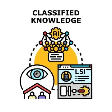 Classified knowledge concept linking artificial intelligence data security Stock Illustration