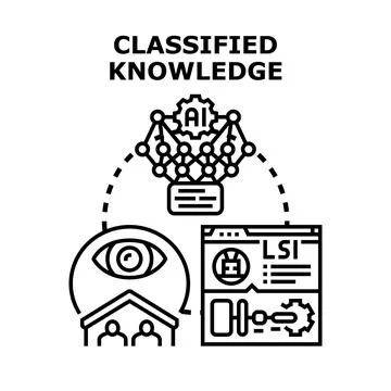 Classified knowledge concept linking artificial intelligence data security Stock Illustration