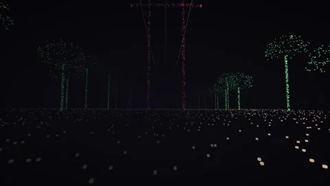Classified lidar point cloud power transmission corridor pylon conductor Vídeo Stock 342136753