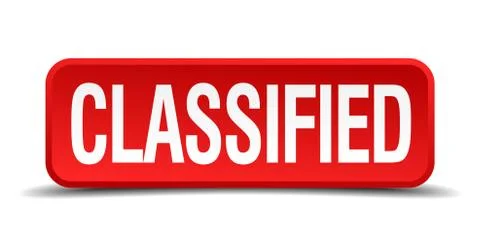 Classified red three-dimensional square button isolated on white background イラスト素材