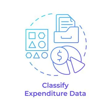 Classify expenditure data blue gradient concept icon Illustrazione stock