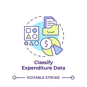 Classify expenditure data multi color concept icon Illustrazione stock