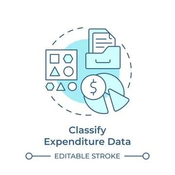 Classify expenditure data soft blue concept icon Illustrazione stock