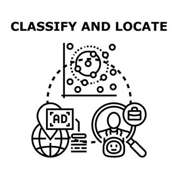 Classifying and locating target audience for engaging marketing Stock Illustration