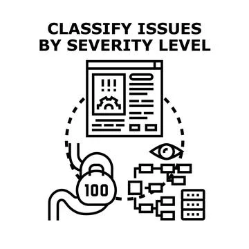 Classifying business issues by severity level concept Stockillustratie