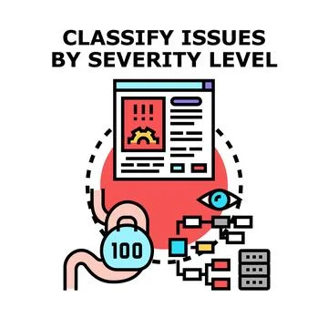 Classifying business issues by severity level concept Stock Illustration