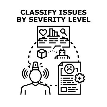 Classifying issues by severity level concept vector Stock Illustration