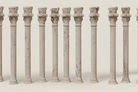 Classik marble greek columns on a white background. Stock Illustration