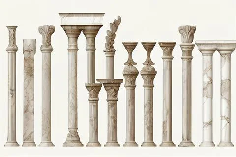 Classik marble greek columns on a white background. Stock Illustration