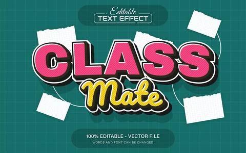 Classmate text effect style editable Illustrazione stock