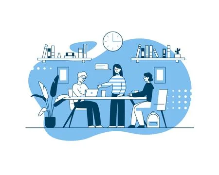 Classmates preparing for a school project in a classroom Stock Illustration