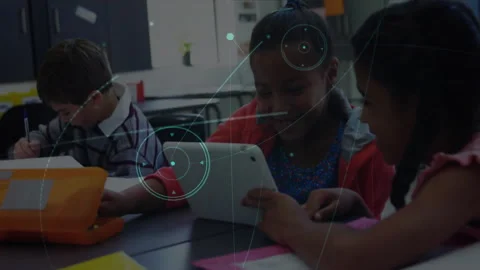 Classmates writing notes, tapping tablet... | Stock Video | Pond5