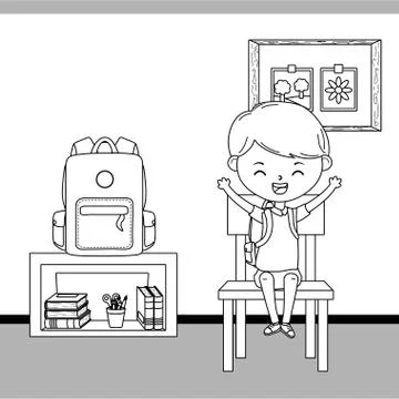 Classroom and boy of school design 스톡 일러스트