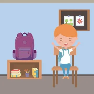 Classroom and boy of school design Stock Illustration