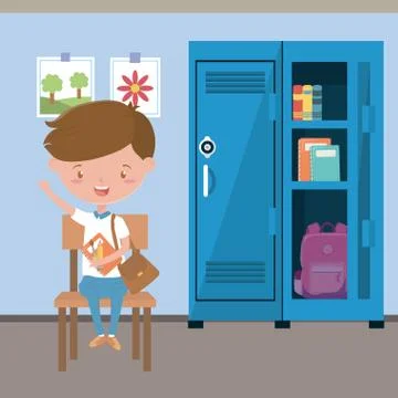 Classroom and boy of school design Stock Illustration