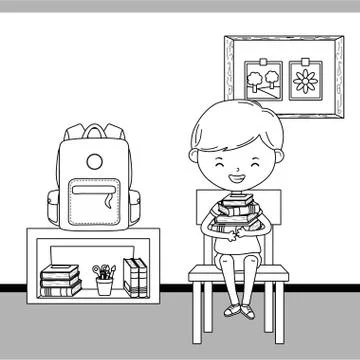 Classroom and boy of school design Stock Illustration
