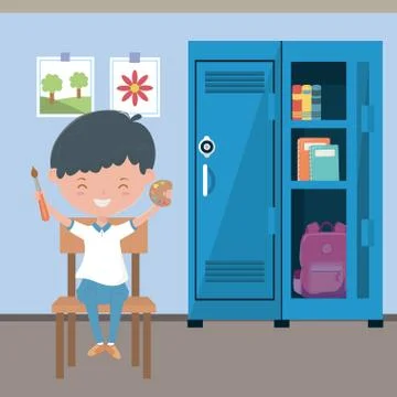 Classroom and boy of school design Stock Illustration
