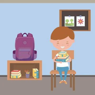 Classroom and boy of school design Stock Illustration