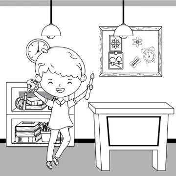 Classroom and boy of school design Illustrazione stock