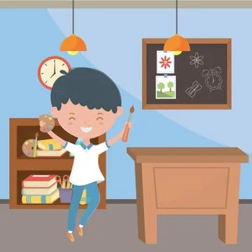 Classroom and boy of school design 스톡 일러스트