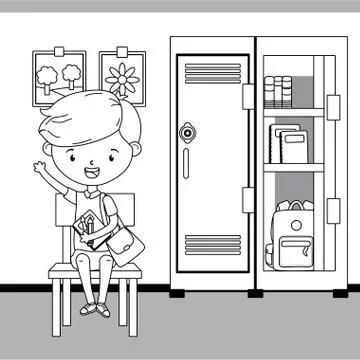Classroom and boy of school design 스톡 일러스트