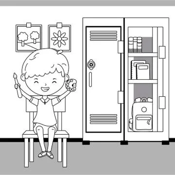 Classroom and boy of school design Stock Illustration